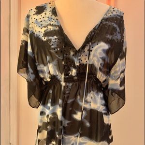 Blue sequenced sheer blouse